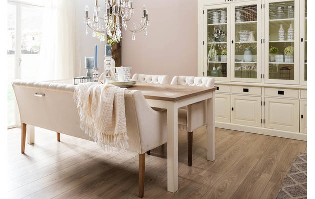 Goossens eetkamerbank pearl wit stof - 8170415-03