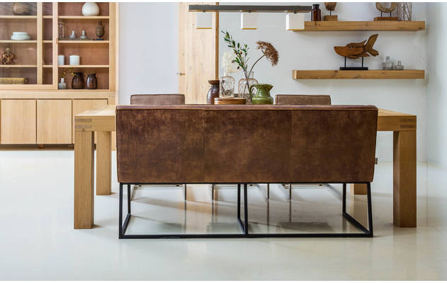Goossens excellent eetkamerbank tom bruin leer - 8170416-03