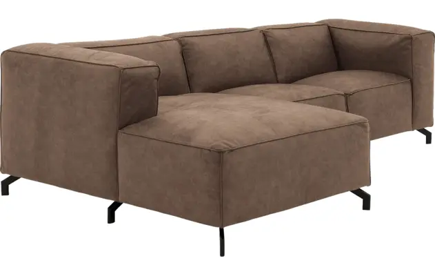 Goossens loungebank calvin bruin micro leer - 8181170-627-03-gespiegeld