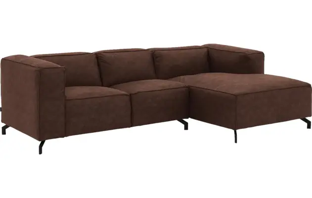 Goossens loungebank calvin bruin micro leer - 8181170-631-02