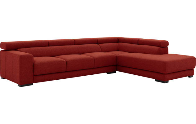 Goossens hoekbank nora rood stof - 8190040-216-04-gespiegeld