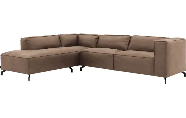 Goossens hoekbank calvin bruin micro leer - 8190066-627-02