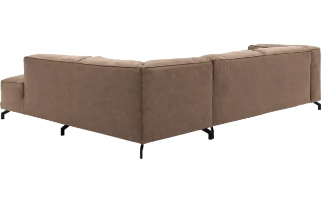 Goossens hoekbank calvin bruin micro leer - 8190066-627-04-gespiegeld