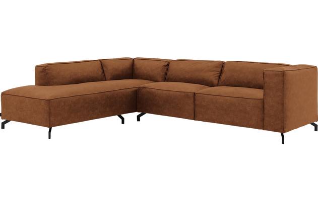 Goossens hoekbank calvin bruin micro leer - 8190066-633-02