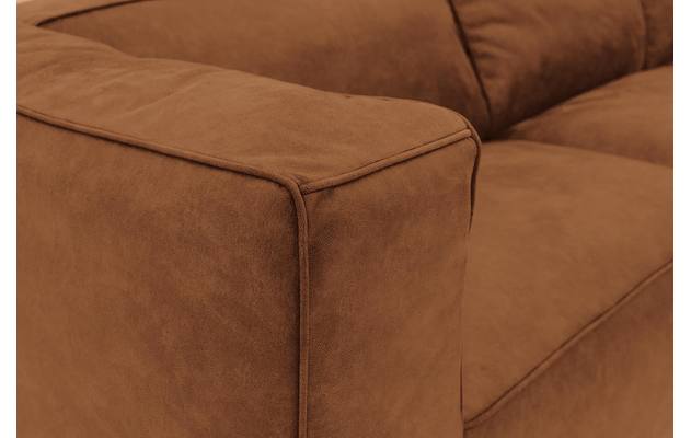 Goossens hoekbank calvin bruin micro leer - 8190066-633-06-gespiegeld