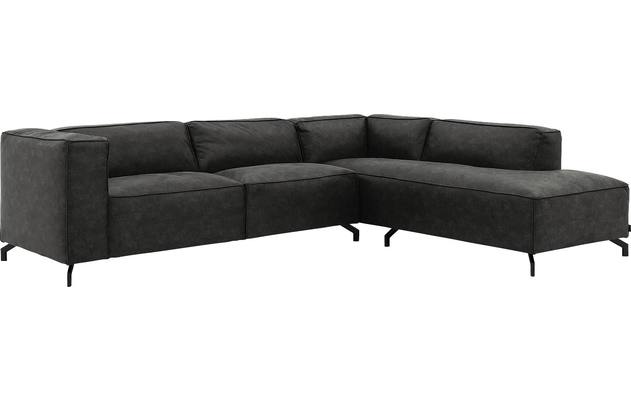 Goossens hoekbank calvin grijs micro leer - 8190066-635-02-gespiegeld
