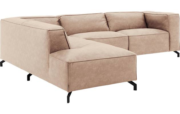 Goossens hoekbank calvin beige micro leer - 8190066-637-03