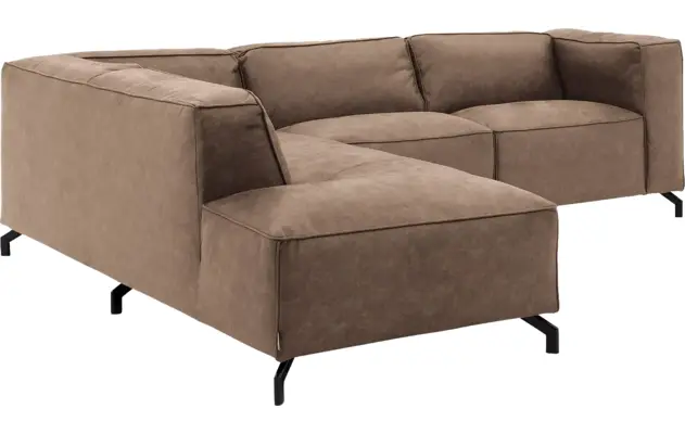 Goossens hoekbank calvin bruin micro leer - 8190317-627-03