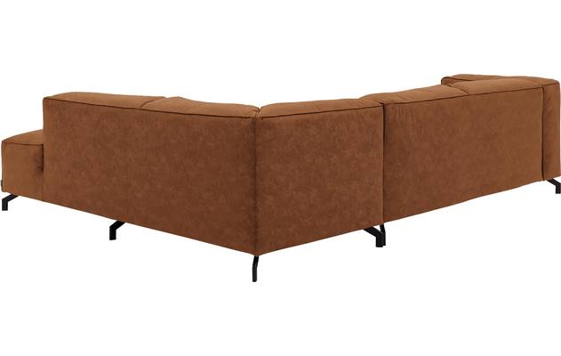 Goossens hoekbank calvin bruin micro leer - 8190317-633-04-gespiegeld