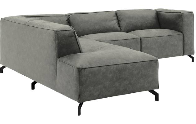 Goossens hoekbank calvin grijs micro leer - 8190317-636-03