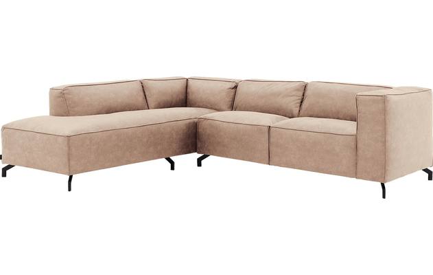 Goossens hoekbank calvin beige micro leer - 8190317-637-02