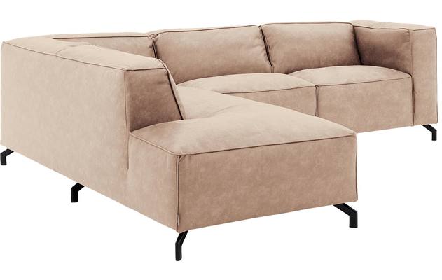 Goossens hoekbank calvin beige micro leer - 8190317-637-03