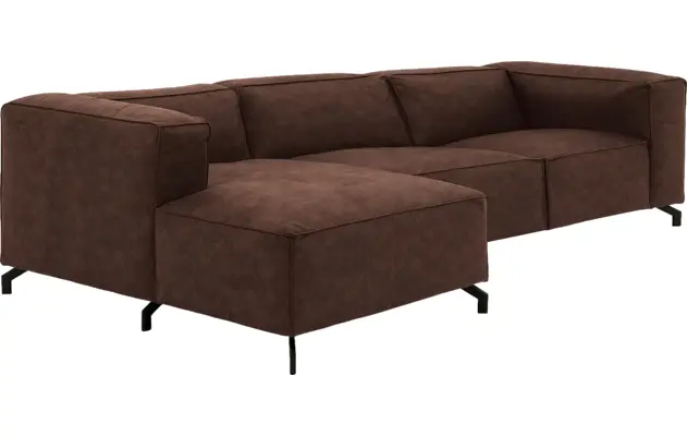 Goossens loungebank calvin bruin micro leer - 8190319-631-03-gespiegeld