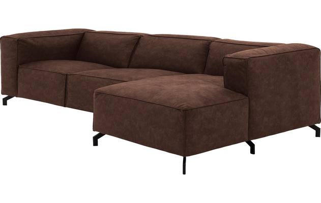 Goossens loungebank calvin bruin micro leer - 8190319-631-03