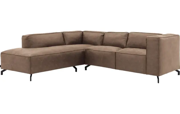 Goossens hoekbank calvin bruin micro leer - 8190320-627-02
