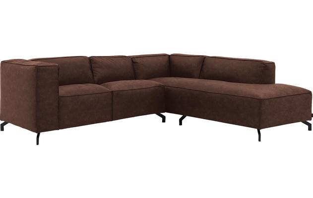 Goossens hoekbank calvin bruin micro leer - 8190320-631-02-gespiegeld