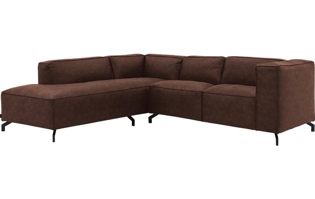 Goossens hoekbank calvin bruin micro leer - 8190320-631-02
