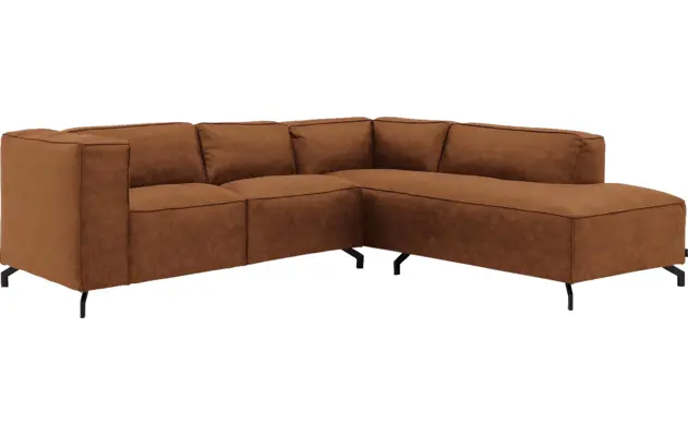 Goossens hoekbank calvin bruin micro leer - 8190320-633-02-gespiegeld