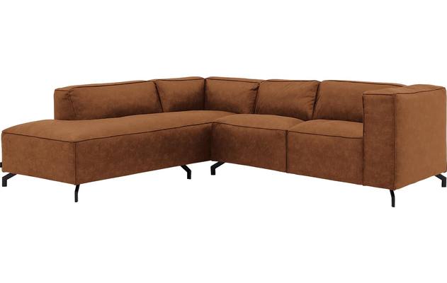 Goossens hoekbank calvin bruin micro leer - 8190320-633-02