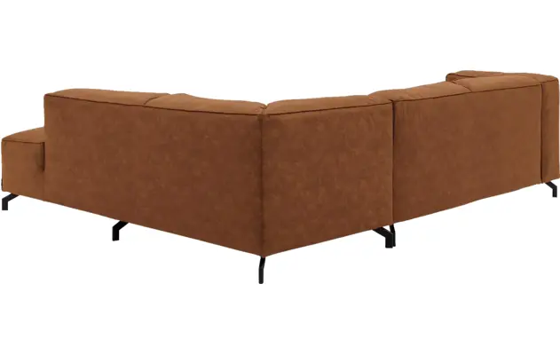Goossens hoekbank calvin bruin micro leer - 8190320-633-04-gespiegeld