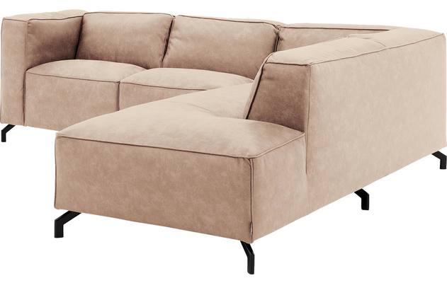 Goossens hoekbank calvin beige micro leer - 8190320-637-03-gespiegeld