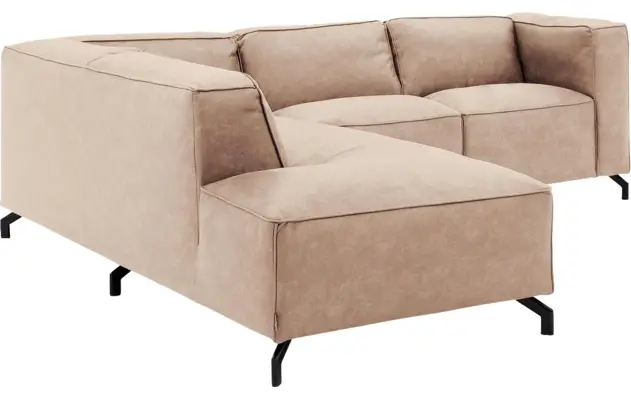 Goossens hoekbank calvin beige micro leer - 8190320-637-03