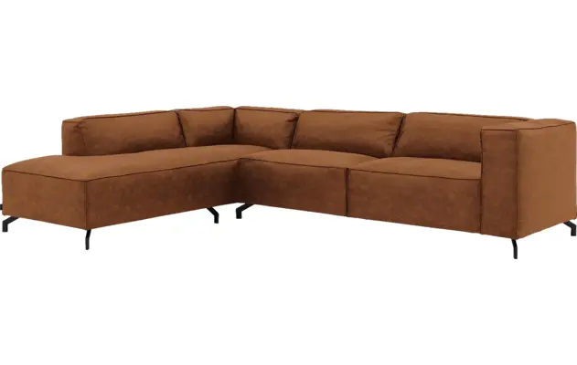 Goossens hoekbank calvin bruin micro leer - 8190321-633-02