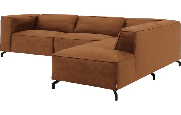 Goossens hoekbank calvin bruin micro leer - 8190321-633-03-gespiegeld