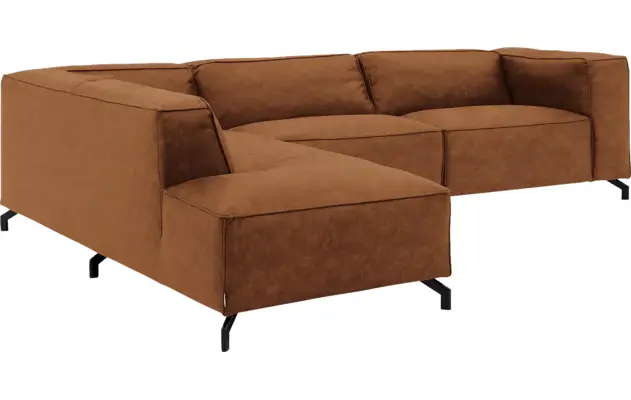 Goossens hoekbank calvin bruin micro leer - 8190321-633-03
