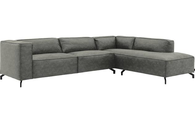 Goossens hoekbank calvin grijs micro leer - 8190321-636-02-gespiegeld