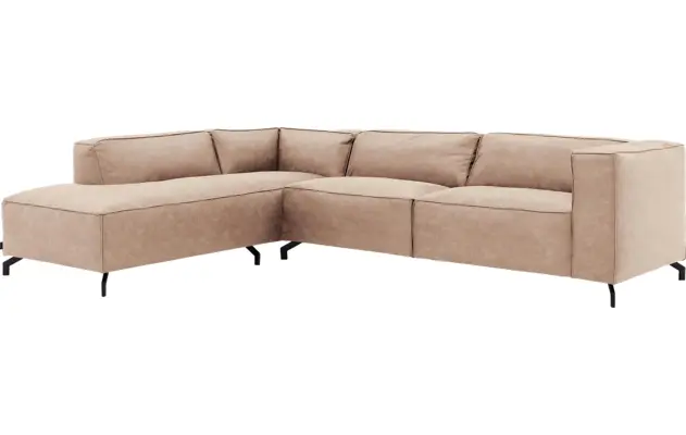 Goossens hoekbank calvin beige micro leer - 8190321-637-02