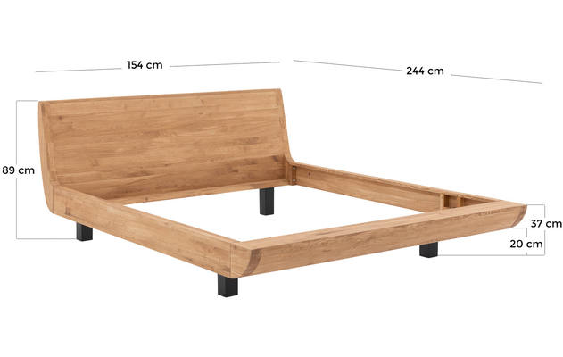 Goossens excellent bedframe denzo blank eiken - 8200340-07-afmeting-140x210