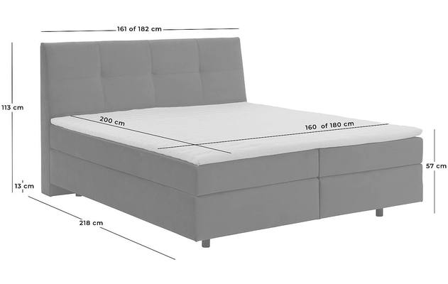 Goossens basic boxspring compleet gusta grijs stof - 8221901-07