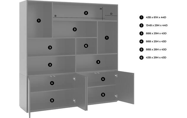 Goossens basic buffetkast madrid grijs melamine - 8222630-goossens-basic-madrid-buffetkast-melamine-51