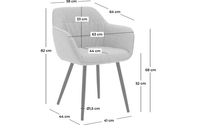 Goossens basic eetkamerstoel lize roze stof - 8235237-goossens-basic-lize-eetkamerstoel-stof-grijs-50
