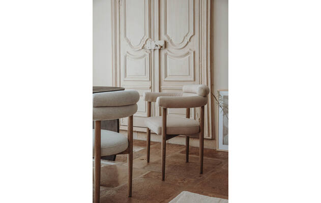 Goossens excellent eetkamerstoel splinter beige stof - 8242977-06