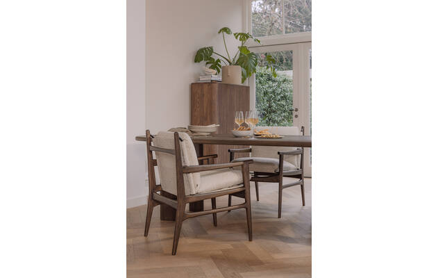Goossens eetkamerstoel alison beige stof - 8260230-goossens-slim-eettafel-eiken-donker-bruin-04