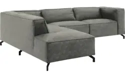 Goossens hoekbank calvin grijs micro leer - 8190066-636-01