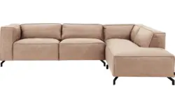 Goossens hoekbank calvin beige micro leer - 8190066-637-01-gespiegeld