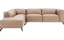Goossens hoekbank calvin beige micro leer - 8190066-637-01