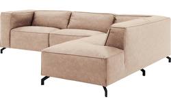 Goossens hoekbank calvin beige micro leer - 8190066-637-01-gespiegeld