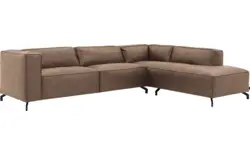 Goossens hoekbank calvin bruin micro leer - 8190321-627-01-gespiegeld