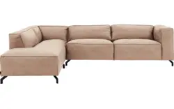 Goossens hoekbank calvin beige micro leer - 8190321-637-01