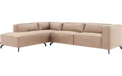 Goossens hoekbank calvin beige micro leer - 8190321-637-01