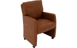 Goossens eetkamerstoel leen bruin microvezel - 8215365-02