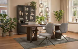 Goossens vloerkleed mikki groen wol - 8252936-goossens-slim-eettafel-eiken-bruin-01