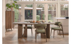 Goossens eetkamerstoel diede groen stof - 8260229-goossens-slim-eettafel-eiken-bruin-01
